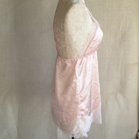 Pink Satin Babydoll Chemise Lace Lingerie NWOT - Picture 2 of 8